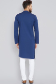 Men Plain Rayon Cotton Blue Kurta Pajama