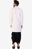 Men Plain White Kurta With Black Dhoti