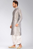 Men's Wedding Grey Kurta With Dhoti
