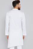 Men White Plain Kurta With White Pajama