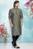Men's Wedding Grey Kurta With Churidar