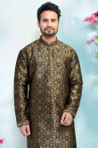 Mens Brocade Black Kurta for Wedding & Party