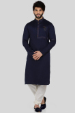 Mens Ethnic Dark Blue Kurta With Churidar for Wedding & Party