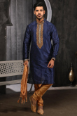 Mens Ethnic Navy Blue Kurta With Churidar for Wedding & Party