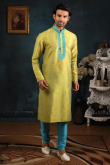 Mens Ready To Wear Pear Green Kurta With Churidar for Wedding Party