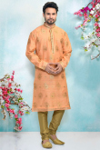 Mens Readymade Peach Kurta for Wedding & Party