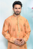 Mens Readymade Peach Kurta for Wedding & Party