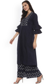Black Rayon Kurti Set with Palazzo Pants & Net Dupatta
