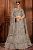 Mink Grey Net Lehenga Choli With Stone Work