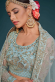 Mint Blue Festival Wear Net Embroidered Lehenga