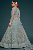 Mint Blue Festival Wear Net Embroidered Lehenga