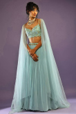 Mint Blue Georgette Embroidered Flared Style Lehenga