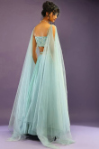 Mint Blue Georgette Embroidered Flared Style Lehenga