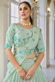 Mint Blue Georgette Floor Length Lehenga with Thread embroidery