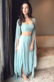 Mint Blue Georgette Indo-Western Lehenga