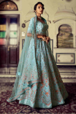 Mint Blue Georgette Lehenga Set with Multi-Work Dupatta