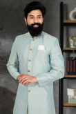 Mint Blue Jacquard Men's Sherwani