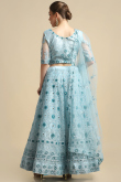 Mint Blue Net Embroidered Panelled Style Lehenga 