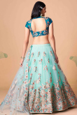 Mint Blue Net Resham Thread Embroidered Lehenga