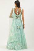 Mint Blue Net Sequins Embroidered A-Line Lehenga