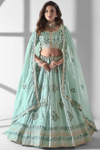 Mint Blue Organza Sequins Embroidered Bridesmaid Lehenga