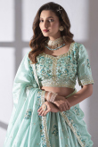 Mint Blue Organza Sequins Embroidered Bridesmaid Lehenga