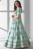 Mint Blue Organza Sequins Embroidered Bridesmaid Lehenga