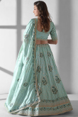 Mint Blue Organza Sequins Embroidered Bridesmaid Lehenga