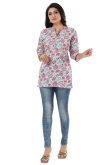 Mint Blue Rayon Printed Short Kurti 