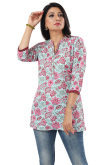Mint Blue Rayon Printed Short Kurti 