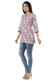 Mint Blue Rayon Printed Short Kurti 