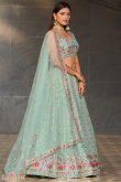 Mint Blue Sequins Embroidered Georgette Bridesmaid Lehenga 