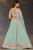 Mint Blue Sequins Embroidered Georgette Bridesmaid Lehenga 