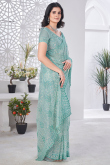 Mint Blue Sequins Embroidered Net Saree For Festival