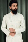 Mint Blue Silk Woven Zari Men's Sherwani