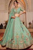 Mint Blue Tissue Lehenga with Zari Work for Lohri & Weddings