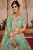 Mint Blue Tissue Lehenga with Zari Work for Lohri & Weddings