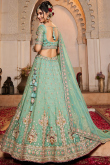 Mint Blue Tissue Lehenga with Zari Work for Lohri & Weddings