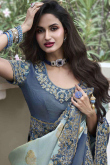 Mint Blue Viscose Silk Embroidered Ombre Saree