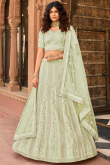 Mint Green Art Silk A Line Lehenga