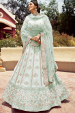 Mint Green Crepe A-Line Embroidered Lehenga