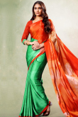 Mint Green Crepe Casual Wear Saree With Printed Work