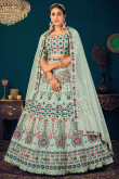 Mint Green Georgette Embroidered Designer Indian Lehenga