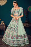 Mint Green Georgette Embroidered Designer Indian Lehenga