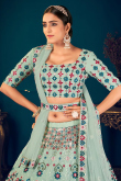 Mint Green Georgette Embroidered Designer Indian Lehenga
