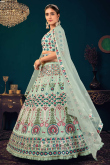 Mint Green Georgette Embroidered Designer Indian Lehenga