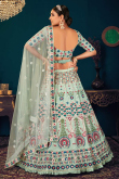 Mint Green Georgette Embroidered Designer Indian Lehenga