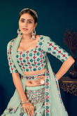 Mint Green Georgette Embroidered Designer Indian Lehenga