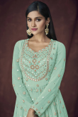 Mint Green Georgette Embroidered Lehenga for Wedding & Party
