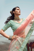 Sangeet Zari Embroidered Lehenga in Georgette Mint Green